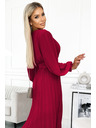 numoco 414-9 KLARA Ráncolt ruha övvel és kivágással - Bordó szín