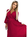 numoco 414-9 KLARA Ráncolt ruha övvel és kivágással - Bordó szín