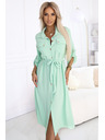 numoco 531-4 Midi ing ruha arany gombokkal és nyakkendővel - világos menta kék