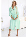 numoco 531-4 Midi ing ruha arany gombokkal és nyakkendővel - világos menta kék