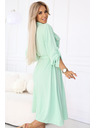 numoco 531-4 Midi ing ruha arany gombokkal és nyakkendővel - világos menta kék