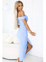 numoco 564-9 CALLIE Midi ruha fedett vállal és mély dekoltázzsal - világoskék