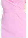 numoco 479-10 NINA elegáns V-nyakú ruha ujjakkal és övvel - cukorka rózsaszín
