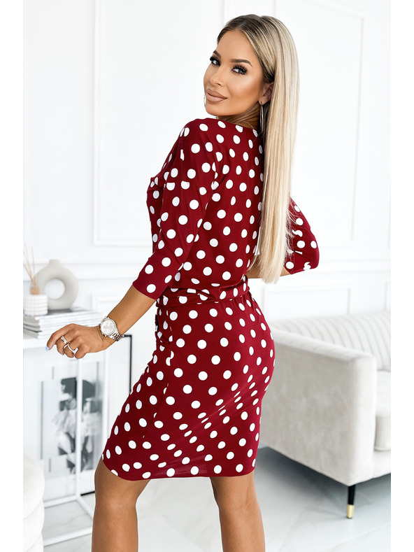 numoco 13-164 Sportos ruha övvel és zsebekke - bordó + pöttyös