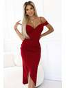 numoco 564-8 CALLIE Midi vállra dekoltált ruha - bordó