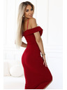 numoco 564-8 CALLIE Midi vállra dekoltált ruha - bordó
