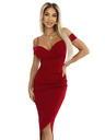 numoco 564-8 CALLIE Midi vállra dekoltált ruha - bordó