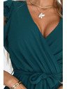 numoco 374-8 POLINA pliszírozott dekoltázsos fodros ruha - zöld