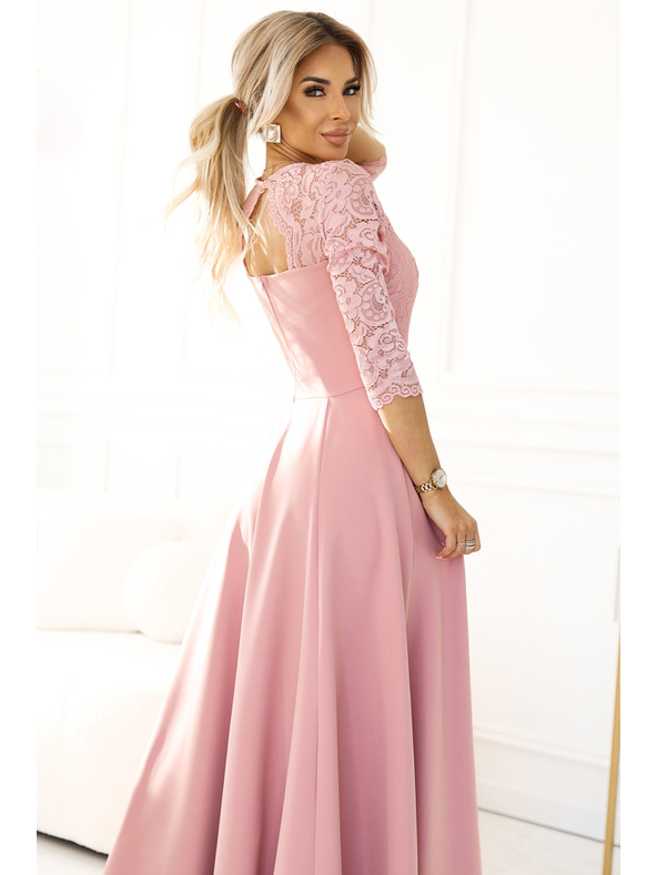 numoco Numoco elegáns hosszú csipke ruha dekoltázzsal