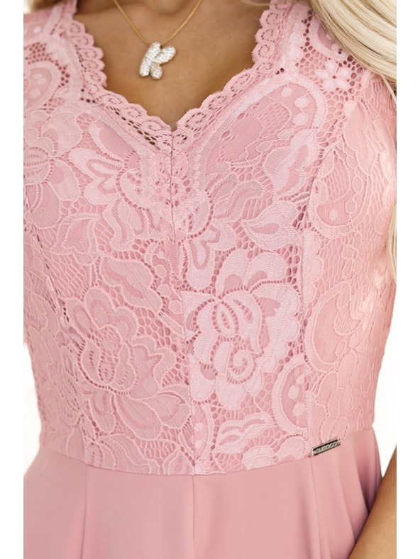 numoco Numoco elegáns hosszú csipke ruha dekoltázzsal