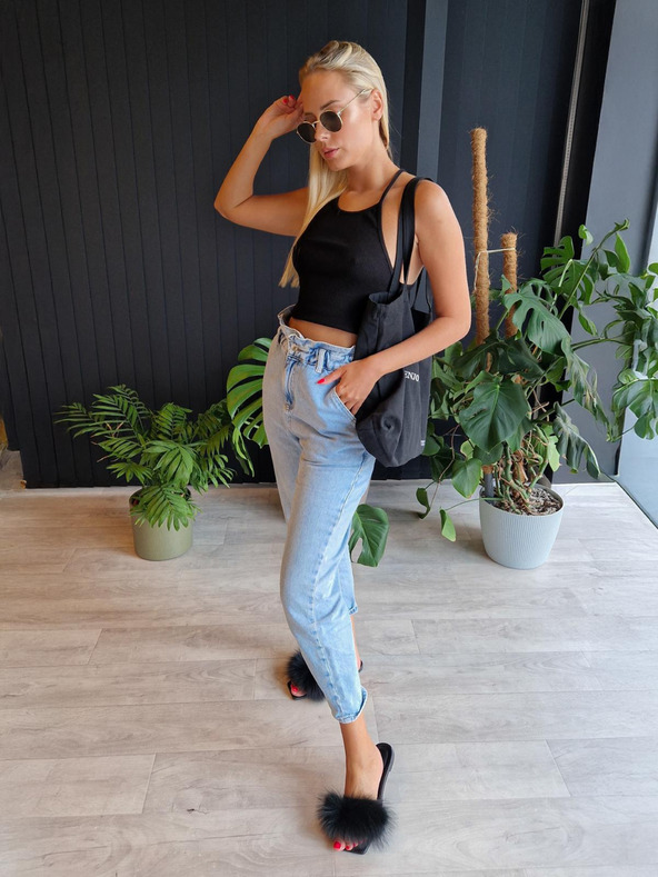 Edoti SLR088 fekete csíkos női top - OTHER