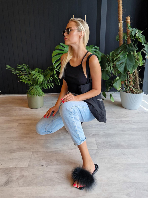 Edoti SLR088 fekete csíkos női top - OTHER