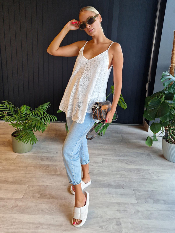 Edoti SLR092 fehér női csipke top boho stílusban - OTHER