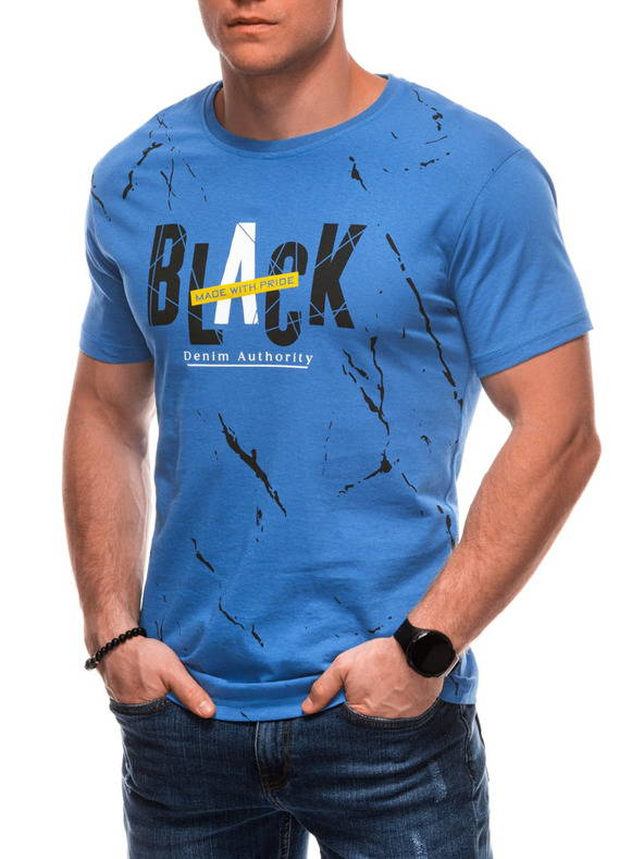 Edoti Férfi póló nyomattal S2028 - kék OTHER