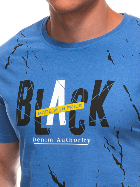 Edoti Férfi póló nyomattal S2028 - kék OTHER