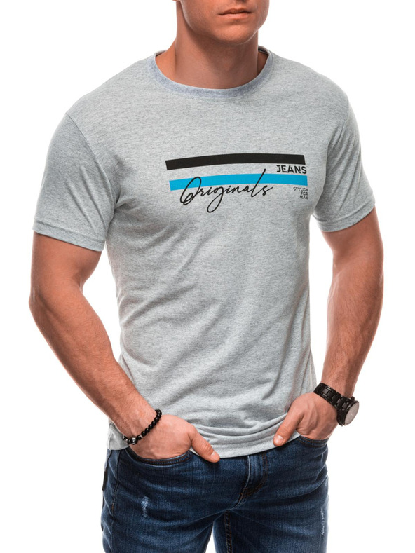 Edoti Férfi póló nyomattal S2027 - szürke OTHER