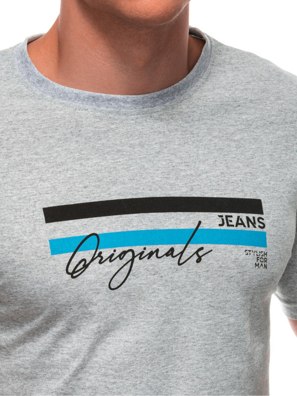 Edoti Férfi póló nyomattal S2027 - szürke OTHER