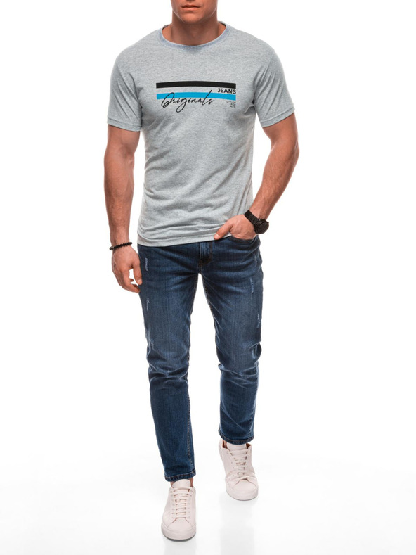 Edoti Férfi póló nyomattal S2027 - szürke OTHER