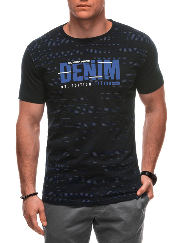 Edoti Férfi póló nyomattal 1982S - sötétkék OTHER