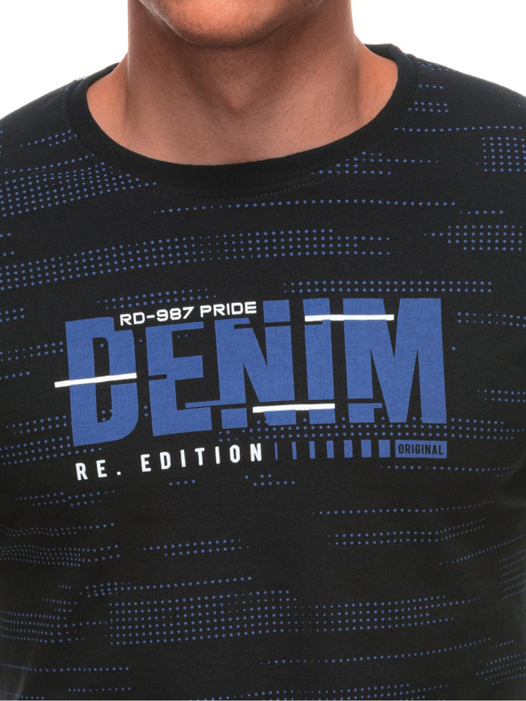 Edoti Férfi póló nyomattal 1982S - sötétkék OTHER