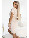 numoco 240-5 ROXI aszimmetrikus szoknyás övvel ellátott ruha - bézs