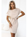 numoco 240-5 ROXI aszimmetrikus szoknyás övvel ellátott ruha - bézs