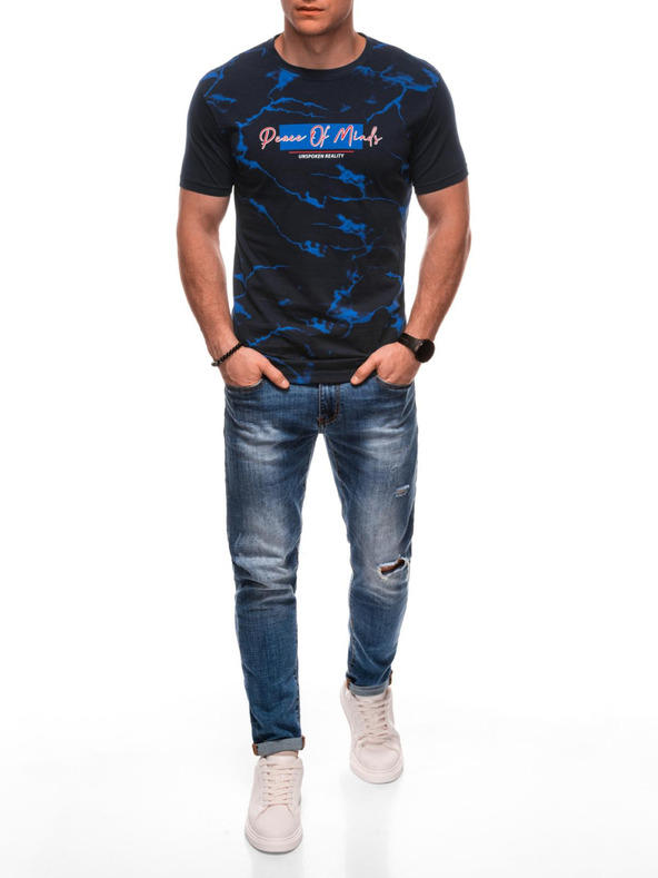 Edoti Férfi póló nyomattal 1982S - sötétkék OTHER