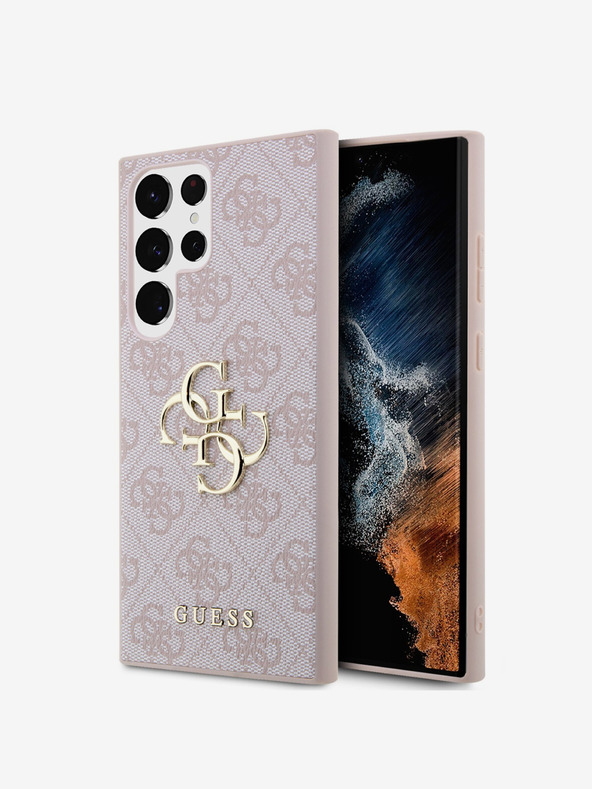 Guess PU 4G Metal Logo Zadní Kryt pro Samsung Galaxy S24 Ultra Pink Telefontok