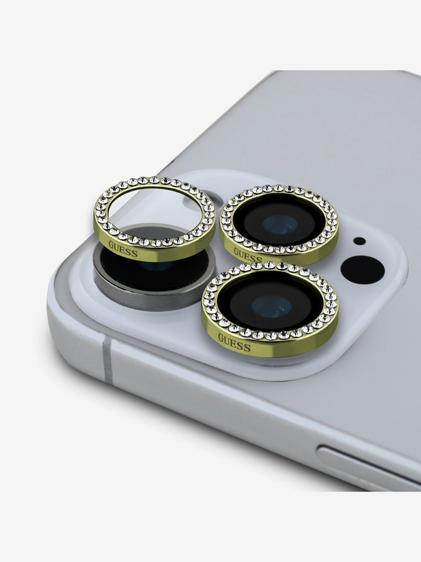 Guess Fixed Glliter Ochrana Čoček pro iPhone 16 Pro/16 Pro Max Gold Telefontok