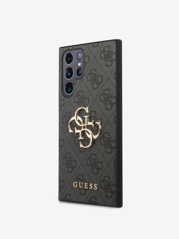 Guess PU 4G Metal Logo Zadní Kryt pro Samsung Galaxy S24 Ultra Grey Telefontok