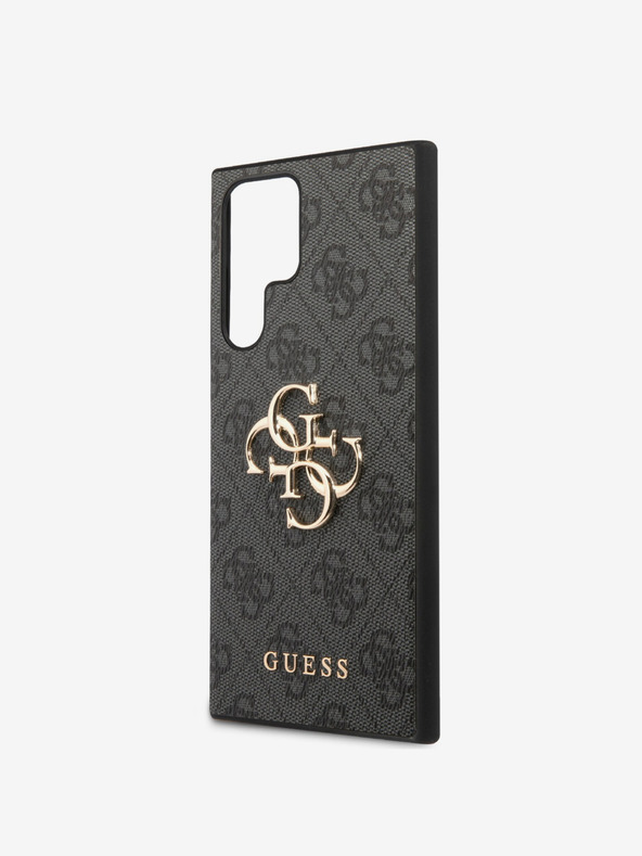 Guess PU 4G Metal Logo Zadní Kryt pro Samsung Galaxy S24 Ultra Grey Telefontok