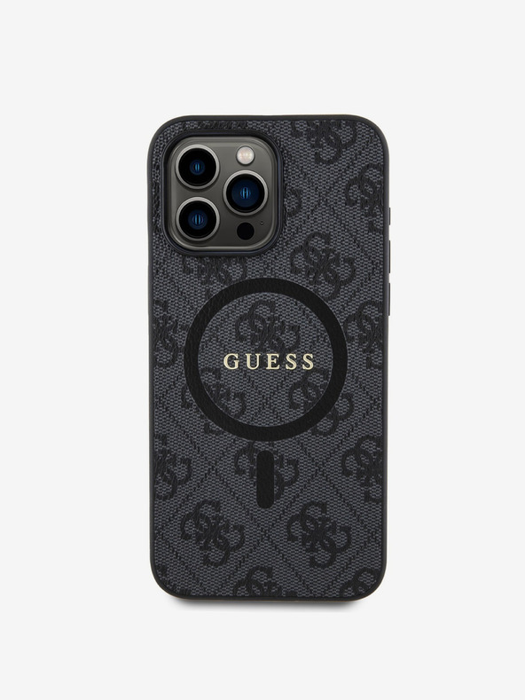 Guess PU Leather 4G Colored Ring MagSafe Zadní Kryt pro iPhone 15 Pro Black Telefontok