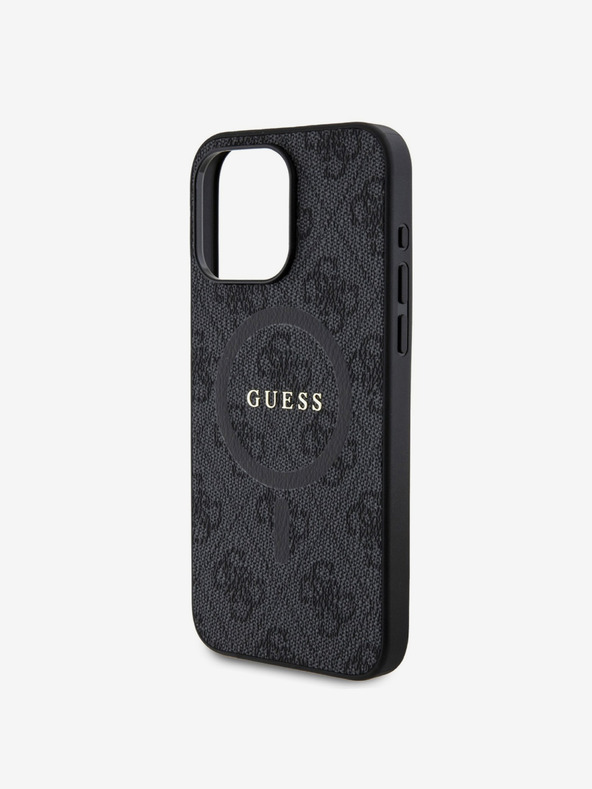 Guess PU Leather 4G Colored Ring MagSafe Zadní Kryt pro iPhone 15 Pro Black Telefontok