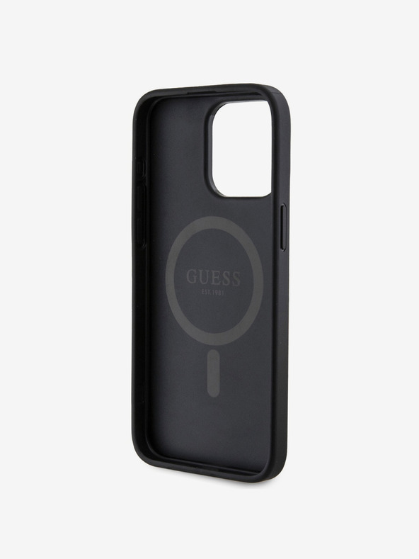 Guess PU Leather 4G Colored Ring MagSafe Zadní Kryt pro iPhone 15 Pro Black Telefontok