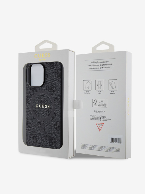 Guess PU Leather 4G Colored Ring MagSafe Zadní Kryt pro iPhone 15 Pro Black Telefontok