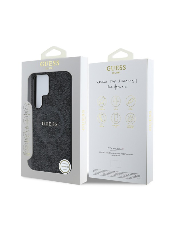 Guess PU Leather 4G Colored Ring MagSafe Zadní Kryt pro Samsung Galaxy S25 Ultra Black Telefontok
