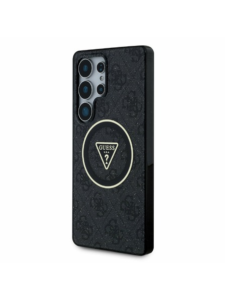 Guess IML 4G Glitter and Triangle Logo MagSafe Zadní Kryt pro Samsung Galaxy S25 Ultra Black Telefontok