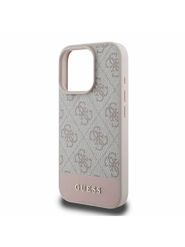 Guess PU 4G Stripe Zadní Kryt pro iPhone 16 Pro Pink Telefontok