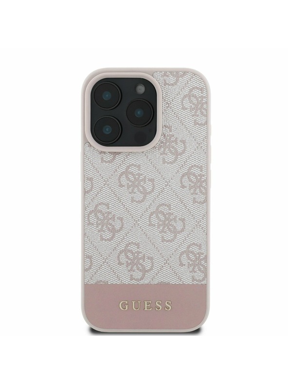 Guess PU 4G Stripe Zadní Kryt pro iPhone 16 Pro Max Pink Telefontok