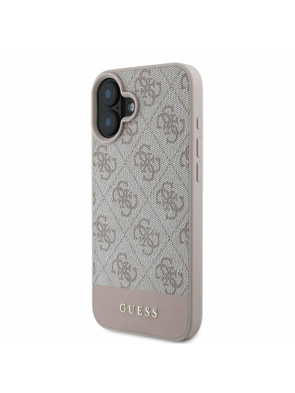 Guess PU 4G Stripe Zadní Kryt pro iPhone 16 Pink Telefontok