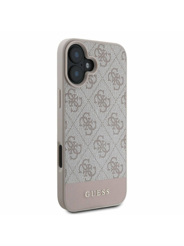 Guess PU 4G Stripe Zadní Kryt pro iPhone 16 Pink Telefontok