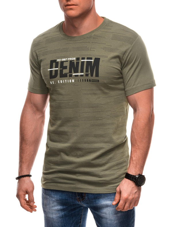 Edoti Férfi póló nyomattal 1982S - sötétkék OTHER