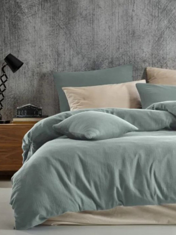 Kvalitex Francia muszlin ágynemű 200x200, 70x90cm világoszöld Kvalitex