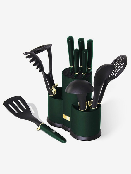 Berlingerhaus 12 db-os kés és konyhai eszköz szett tartóban Emerald Collection BERLINGERHAUS
