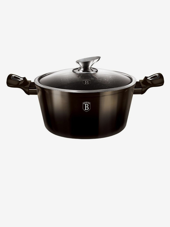 Berlingerhaus Lábas márvány bevonattal 24 cm Shiny Black Collection 2 fedővel BERLINGERHAUS