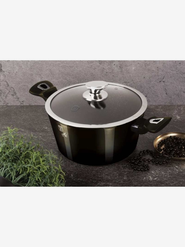 Berlingerhaus Lábas márvány bevonattal 24 cm Shiny Black Collection 2 fedővel BERLINGERHAUS