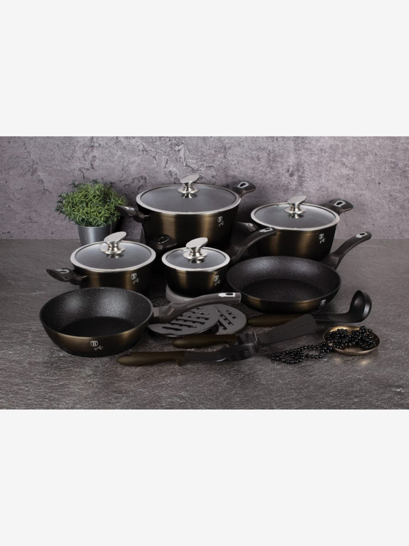 Berlingerhaus Lábas márvány bevonattal 24 cm Shiny Black Collection 2 fedővel BERLINGERHAUS