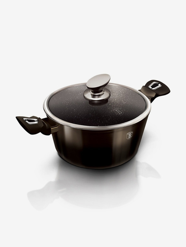 Berlingerhaus Lábas márvány bevonattal 24 cm Shiny Black Collection 2 fedővel BERLINGERHAUS