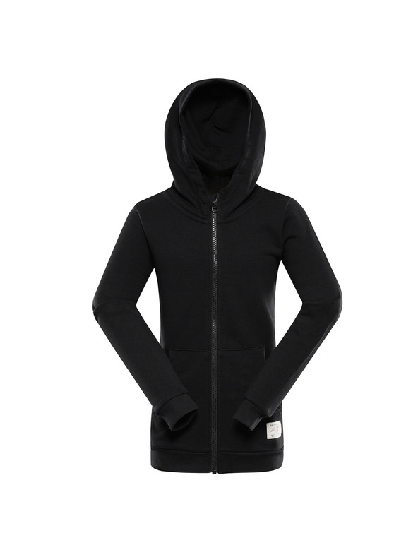 ALPINE PRO Gyerek pamut kapucnis pulóver ALPINE PRO LOKKO fekete