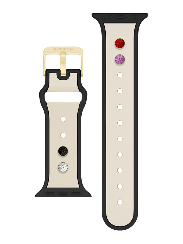 Anne Klein Anne Klein krém-fekete szilikon szíj Apple Watch 38/40/41-hez